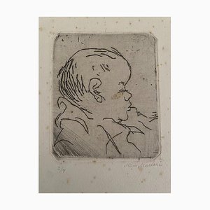 Mino Maccari, Portrait of a Baby- Etching on Cardboard, 20th Century-ZCI-1775594