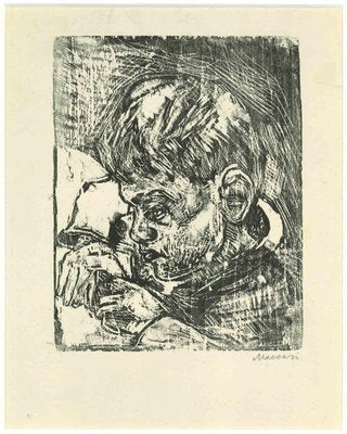 Mino Maccari, Portrait of a Child, Woodcut, Mid 20th Century-ZCI-1775877