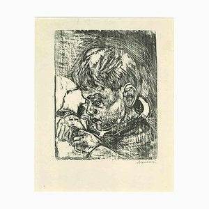 Mino Maccari, Portrait of a Child, Woodcut, Mid 20th Century-ZCI-1775877