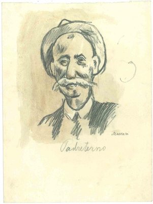 Mino Maccari, Portrait of Padreterno, Pencil Drawing, 1950s-ZCI-1762283