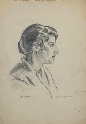 Mino Maccari, Portrait of Woman, Drawing, Mid 20th Century-ZCI-1775879