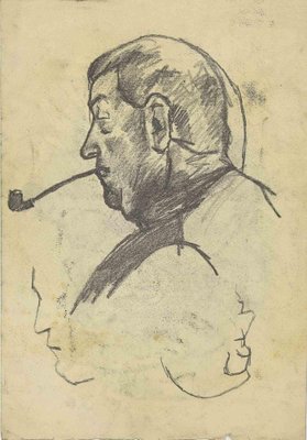 Mino Maccari, Portrait, Pencil Drawing, Mid-20th Century-ZCI-1761996