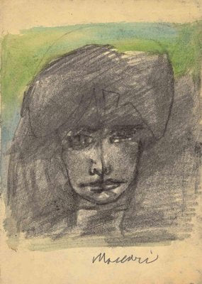 Mino Maccari, Portrait, Watercolor and Charcoal, Mid-20th Century-ZCI-1761991