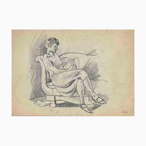 Mino Maccari, Portraits of Woman, Drawing, Mid 20th Century-ZCI-1775882