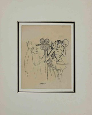 Mino Maccari, Portraits, Pencil & Ink Drawing, Mid 20th Century-ZCI-1761964