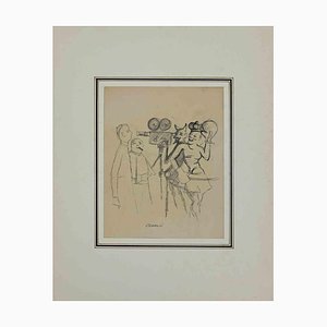 Mino Maccari, Portraits, Pencil & Ink Drawing, Mid 20th Century-ZCI-1761964