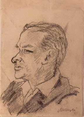 Mino Maccari, Profile, Drawing, Mid-20th Century-ZCI-2025301