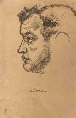 Mino Maccari, Profile, Pencil Drawing, Mid-20th Century-ZCI-2025302