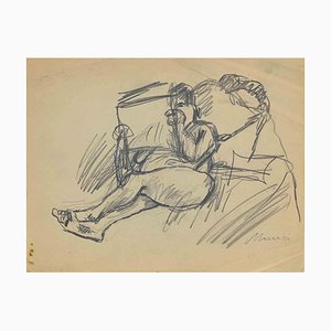 Mino Maccari, Reclined, Charcoal, Mid 20th Century-ZCI-1781661