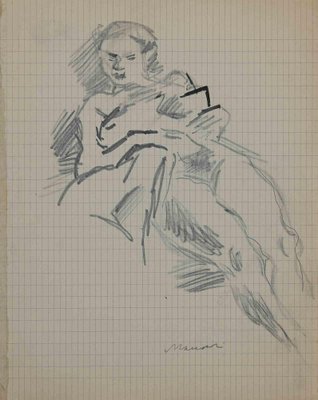 Mino Maccari, Reclined Nude, Drawing, Mid 20th Century-ZCI-1775880