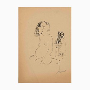 Mino Maccari, Sculptor and Model, China Ink, Mid 20th Century-ZCI-1781592