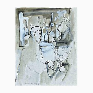 Mino Maccari, The Arrest of Giorgio Morand, Original Drawing, 1943-ZCI-1250803