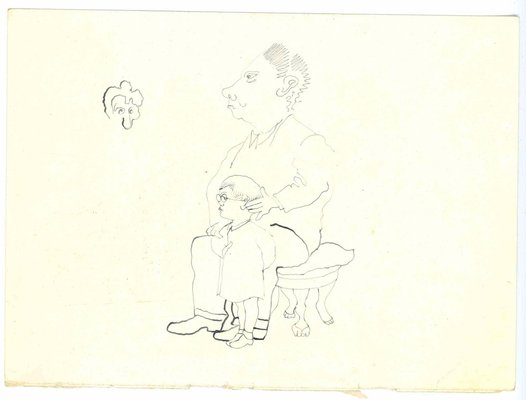 Mino Maccari, The Authority of Fatherhood, Ink Drawing, 1950s-ZCI-1762259