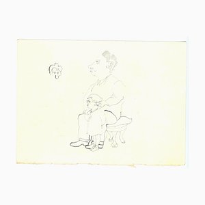 Mino Maccari, The Authority of Fatherhood, Ink Drawing, 1950s-ZCI-1762259