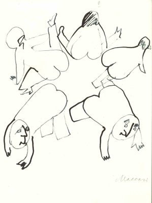 Mino Maccari, The Circle, Ink Drawing, Mid 20th Century-ZCI-1762290