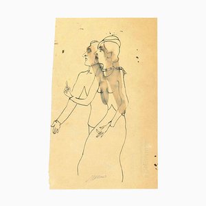 Mino Maccari, The Couple, 1950s, Drawing-ZCI-1781792