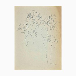 Mino Maccari, The Gaze, Ink Drawing, Mid-20th Century-ZCI-1762304