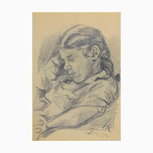 Mino Maccari, The Girl, Drawing, Mid 20th Century-ZCI-1781655