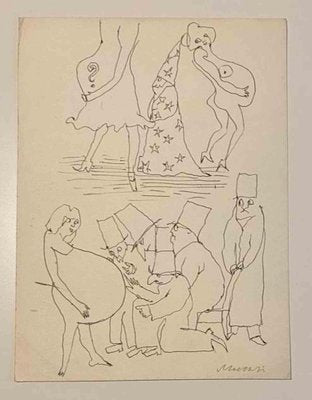 Mino Maccari, The Magician, Drawing, Mid-20th Century-ZCI-2029769