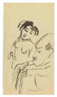 Mino Maccari, The Nude and Elderly, Drawing, 1950s-ZCI-1762268