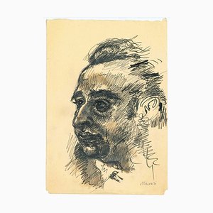 Mino Maccari, The Portrait, Ink Drawing, Mid-20th Century-ZCI-1762263