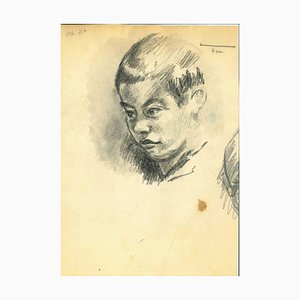 Mino Maccari, The Portrait of a Boy, Pencil Drawing, 1950s-ZCI-1762271