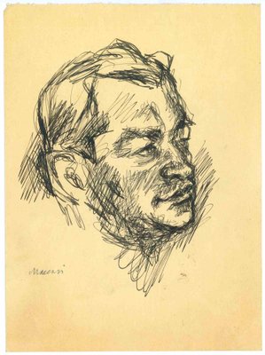 Mino Maccari, The Portrait of a Man, Ink Drawing, 1950s-ZCI-1762276