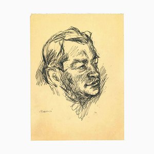 Mino Maccari, The Portrait of a Man, Ink Drawing, 1950s-ZCI-1762276