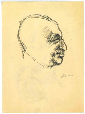 Mino Maccari, The Profile, Ink Drawing, 1950s-ZCI-1762272