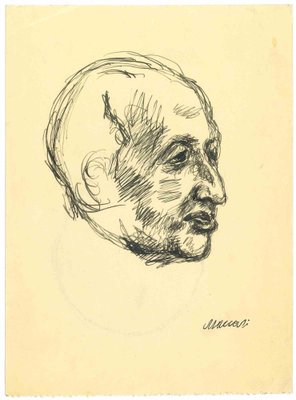 Mino Maccari, The Profile, Pen Drawing, 1950s-ZCI-1762278