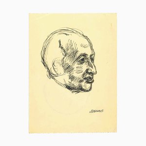 Mino Maccari, The Profile, Pen Drawing, 1950s-ZCI-1762278