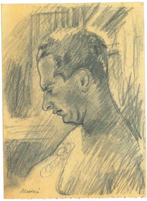 Mino Maccari, The Profile, Pencil Drawing, 1950s-ZCI-1762275