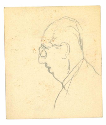 Mino Maccari, The Profile, Pencil Drawing, 1950s-ZCI-1762262