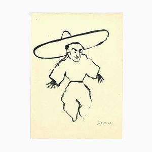 Mino Maccari, The Scarecrow, Original Tempera Drawing, 1960s-ZCI-1378989