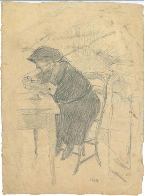 Mino Maccari, The Seated Woman, Pencil Drawing, 1950s-ZCI-1762316