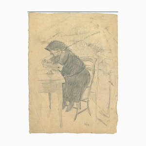 Mino Maccari, The Seated Woman, Pencil Drawing, 1950s-ZCI-1762316