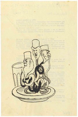 Mino Maccari, The Spaghetti with Politician Sauce, Drawing, Mid-20th-Century-ZCI-1250823