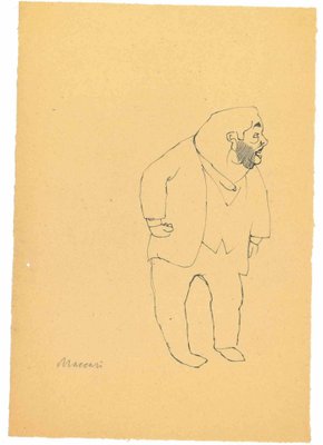 Mino Maccari, The Standing Man, Pen Drawing, 1950s-ZCI-1762267