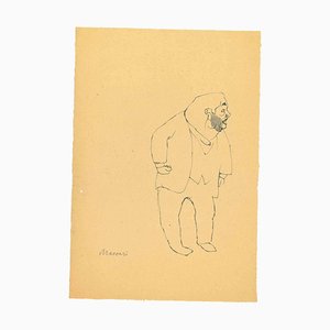 Mino Maccari, The Standing Man, Pen Drawing, 1950s-ZCI-1762267