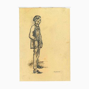 Mino Maccari, The Standing Man, Pencil Drawing, 1950s-ZCI-1762282