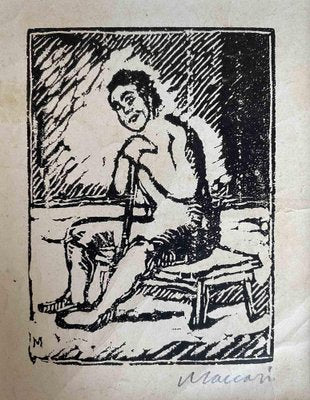 Mino Maccari, Waiting Man, Woodcut, 1926-ZCI-2029180