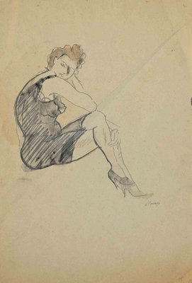 Mino Maccari, Woman, Drawing, Mid 20th Century-ZCI-1781644