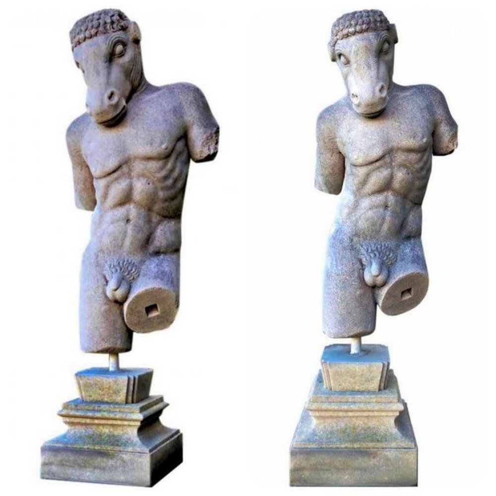 Minotaur of Knossos Labyrinth, White Limestone, 20th Century