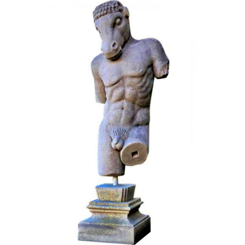 Minotaur of Knossos Labyrinth, White Limestone, 20th Century