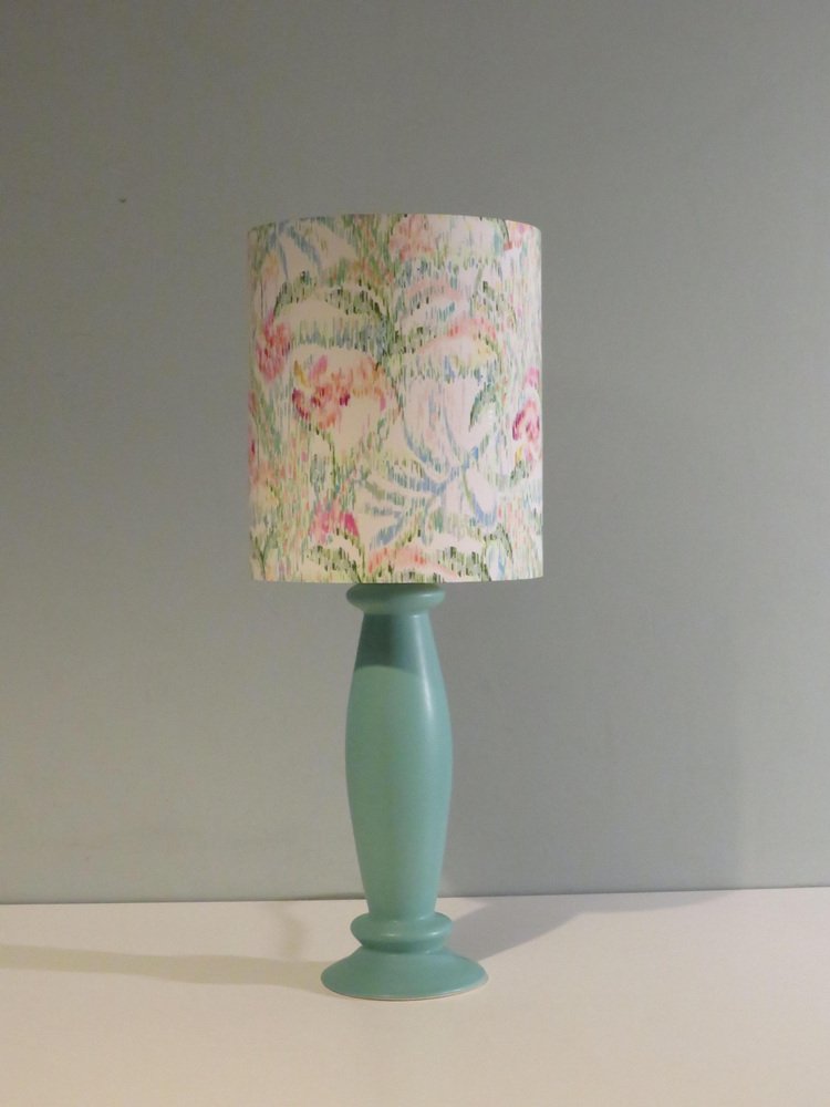 Mint Green Ceramic Table Lamp from Porcelaines De Bruxelles. 1980s