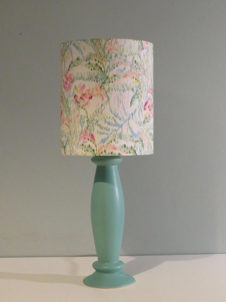 Mint Green Ceramic Table Lamp from Porcelaines De Bruxelles. 1980s