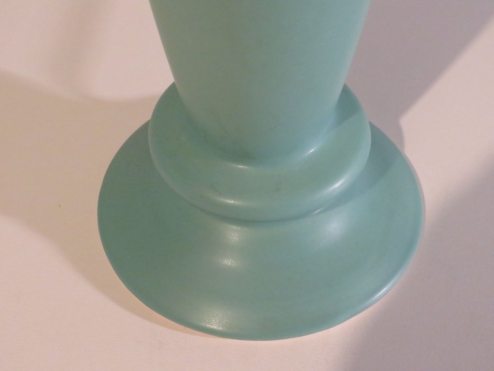 Mint Green Ceramic Table Lamp from Porcelaines De Bruxelles. 1980s