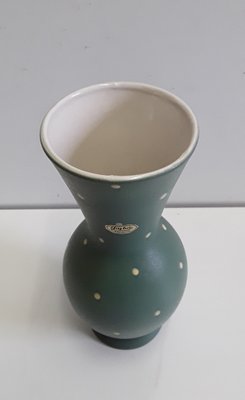 Mint Green Ceramic Vase with Yellow Dot Pattern from Jazba, 1950s-HOI-880746