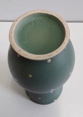 Mint Green Ceramic Vase with Yellow Dot Pattern from Jazba, 1950s-HOI-880746