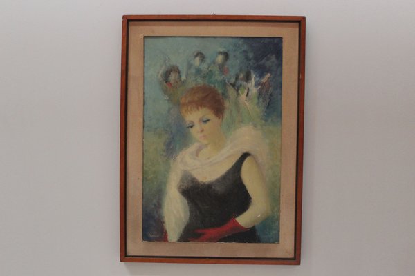 Mirko Mariani, Portrait of a Woman, Oil on Canvas, Framed-IJR-1240183